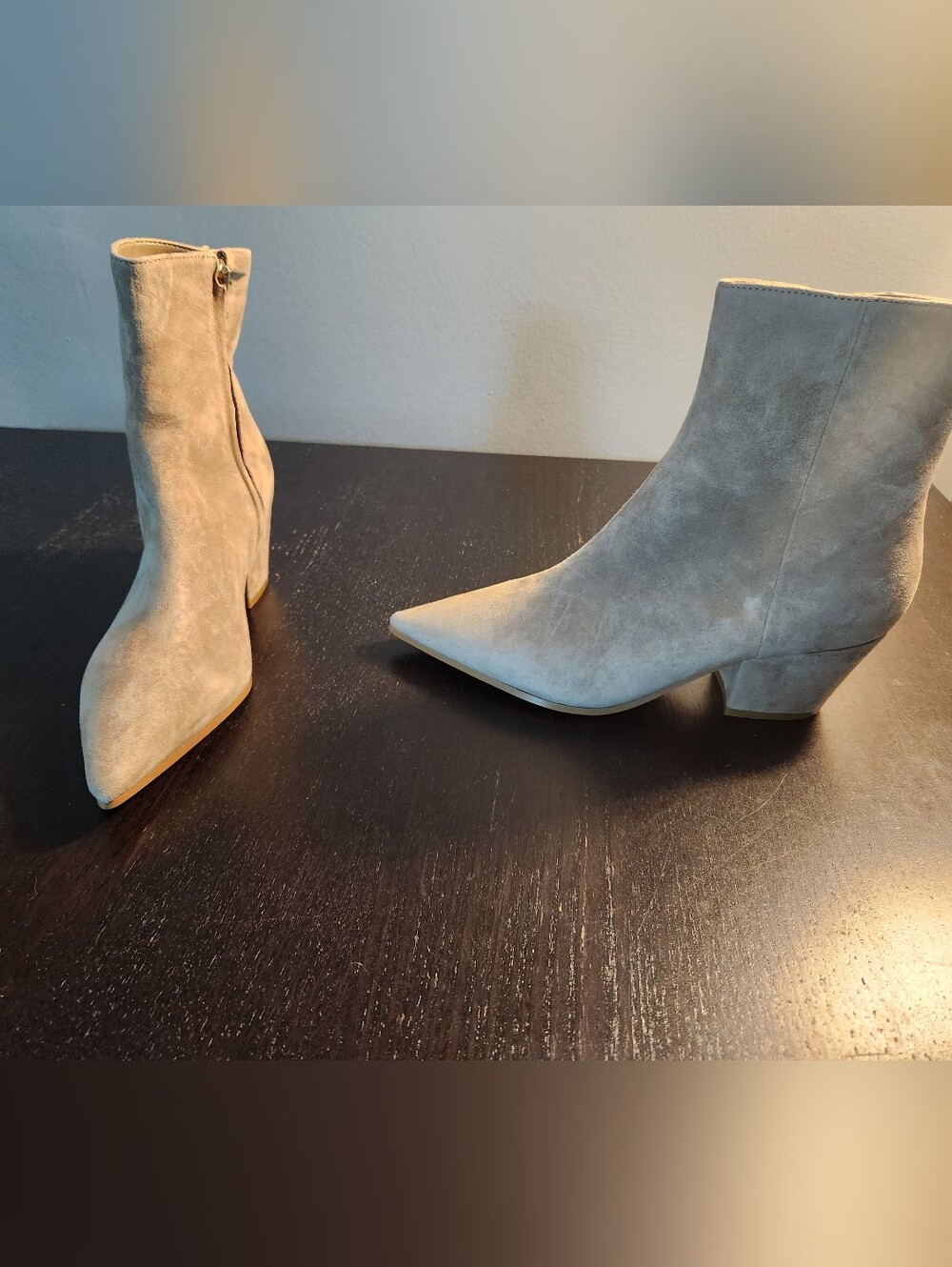 Marc Fisher Women's Pointed-Toe Suede Ankle Boots - Light Taupe. NWOB.